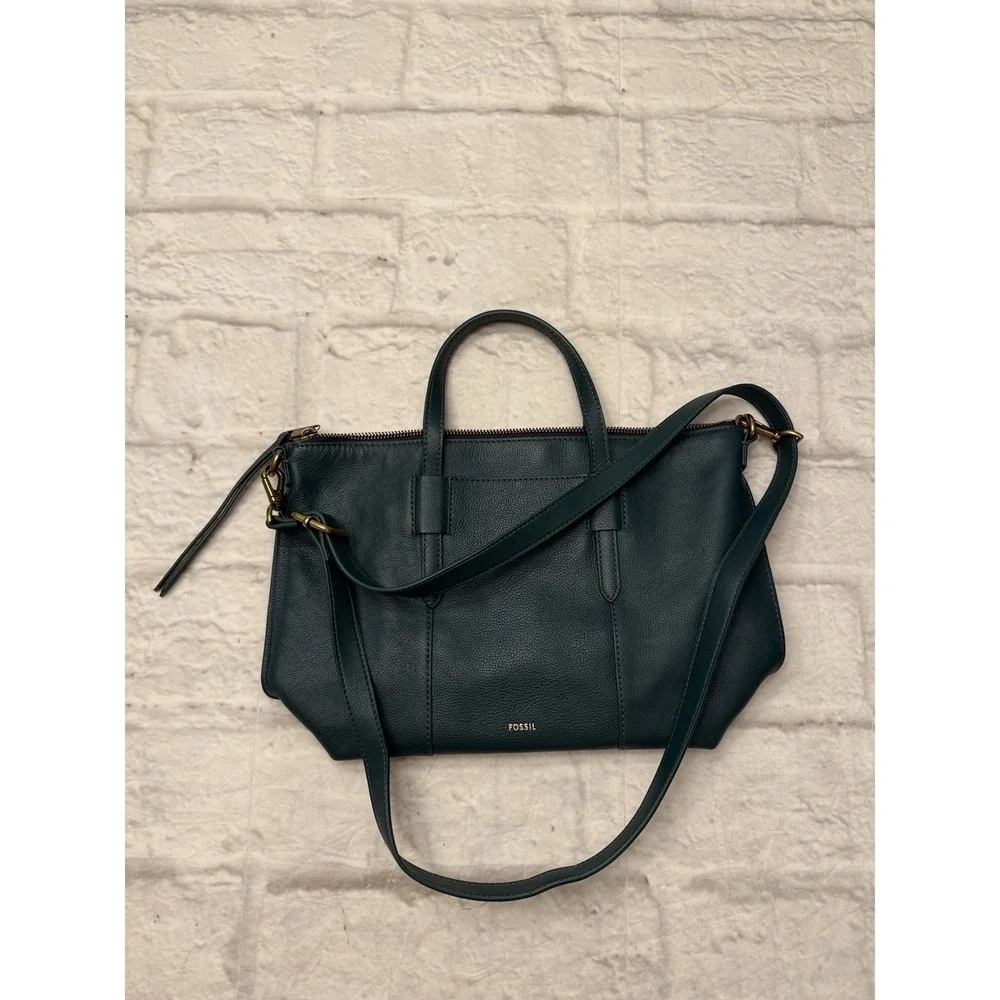 Fossil Skylar Satchel Crossbody Green Leather Handbag $198 F